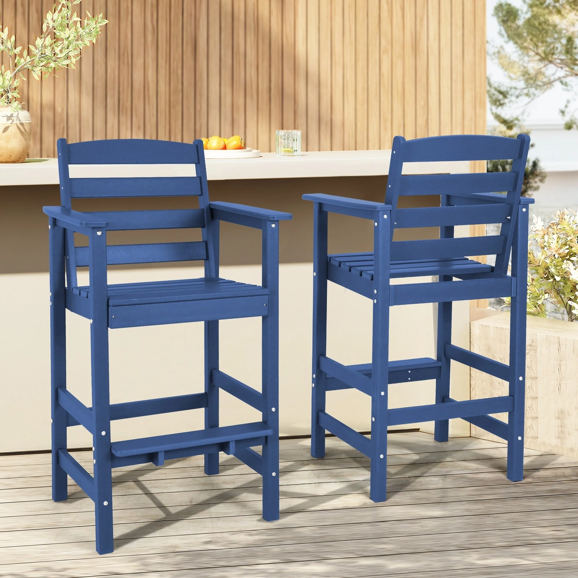 Vrakae Outdoor Adirondack Bar Stool Chairs (Set of 2)