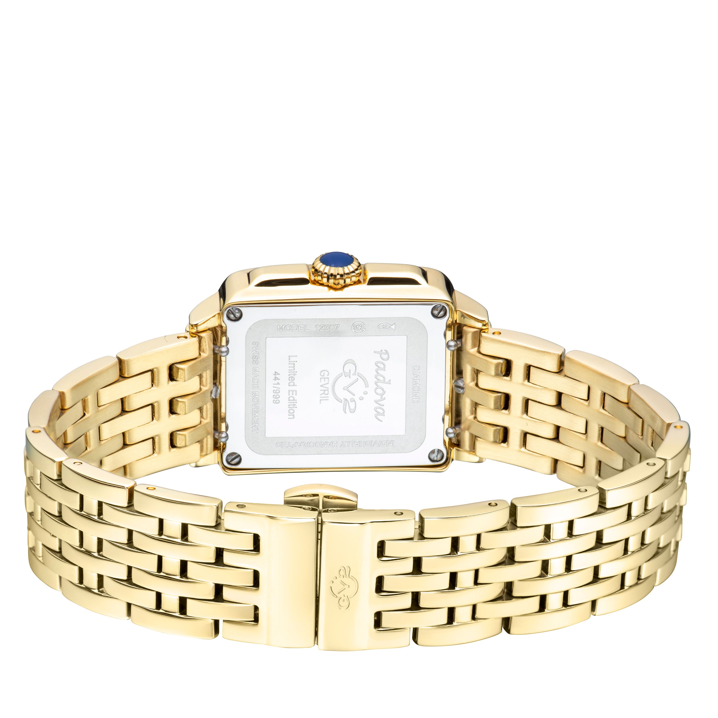 GV2 Padova, Swiss Quartz Watch, Black MOP Dial, 316L Stainless Steel, and Sapphire Crystal
