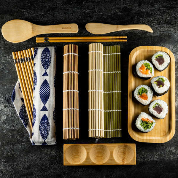 Zestaw do serwowania sushi 11 elementów bambusowy KINGHOFF