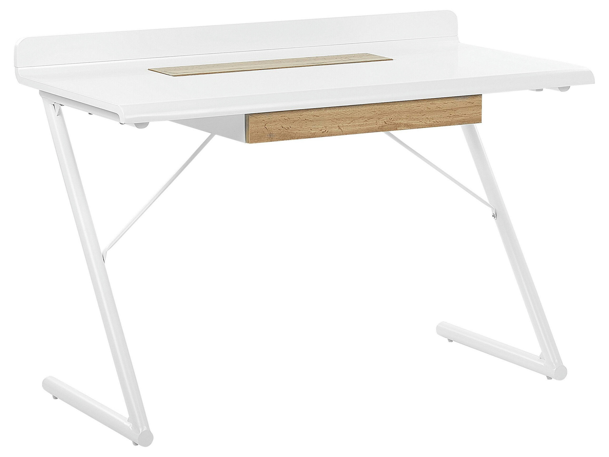 FOCUS - Bureau blanc effet bois clair 120 x 60 cm