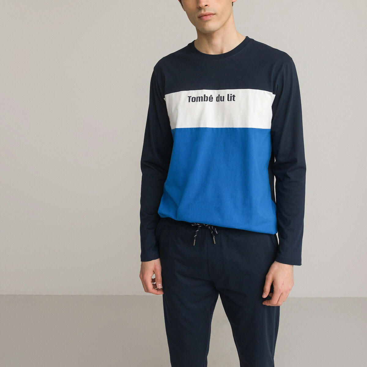 Pyjama manches longues pantalon uni