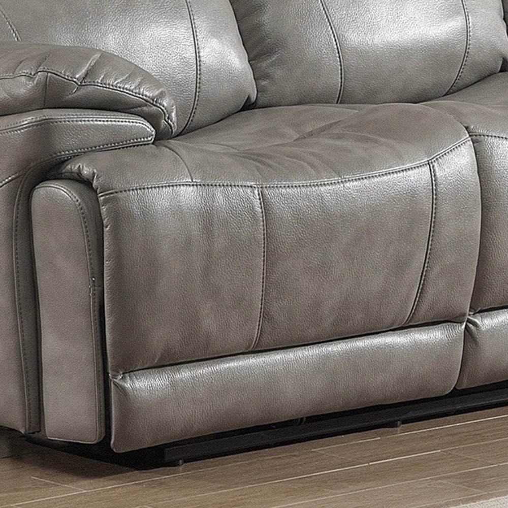 Estella Grey Italian Leather Contemporary Power Reclining Sofa