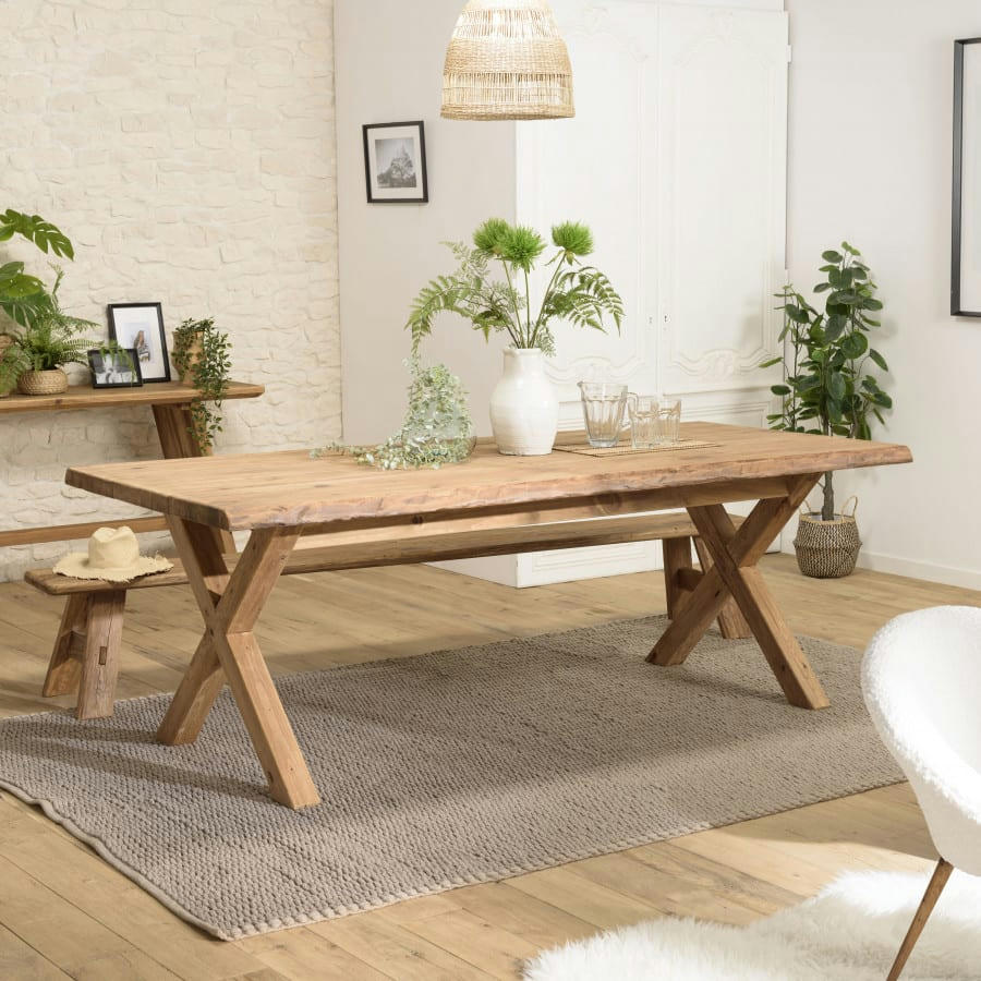 ANDRIAN - Table à manger 220x100cm bois Pin recyclé