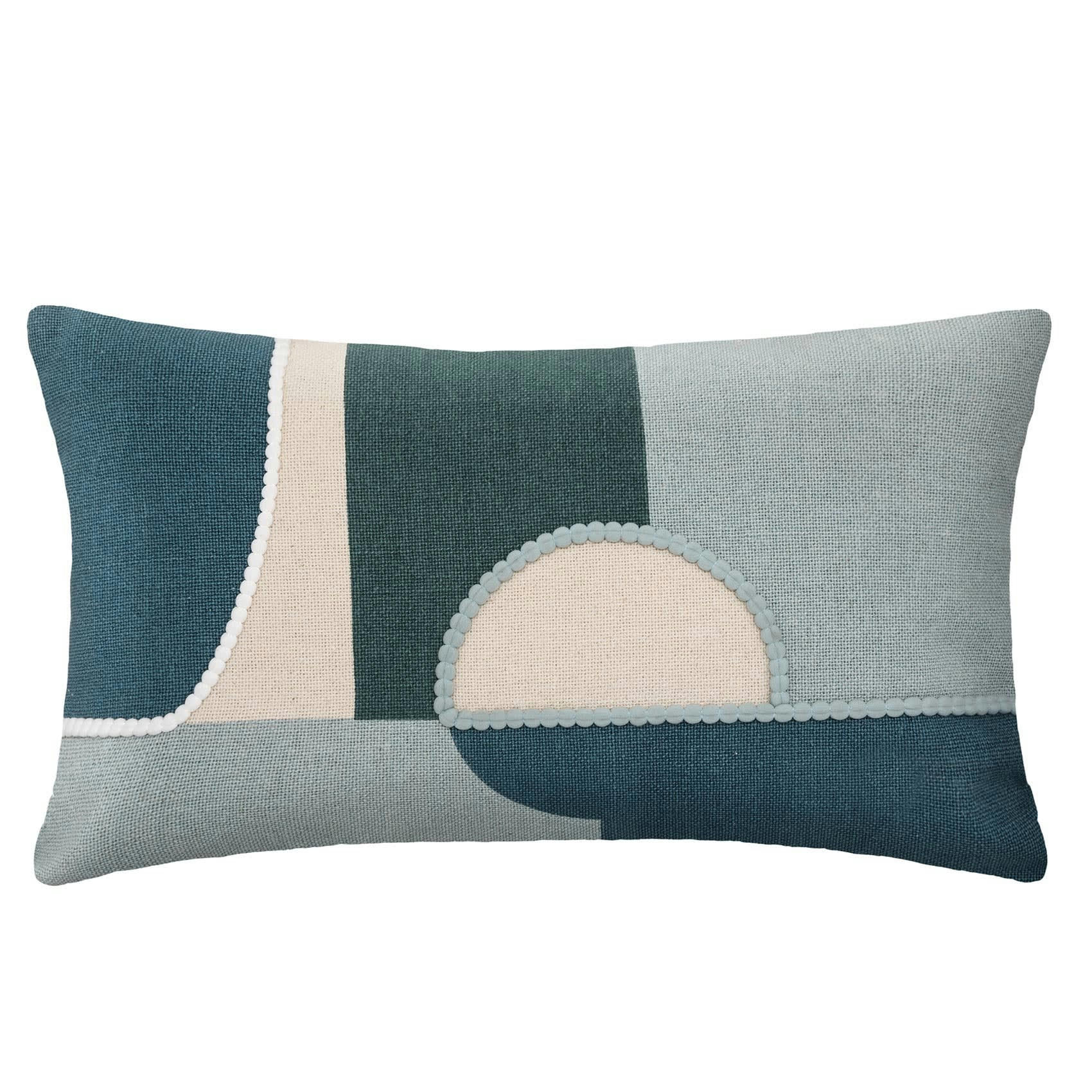 - Housse de coussin graphique coton bleu 30x50 cm