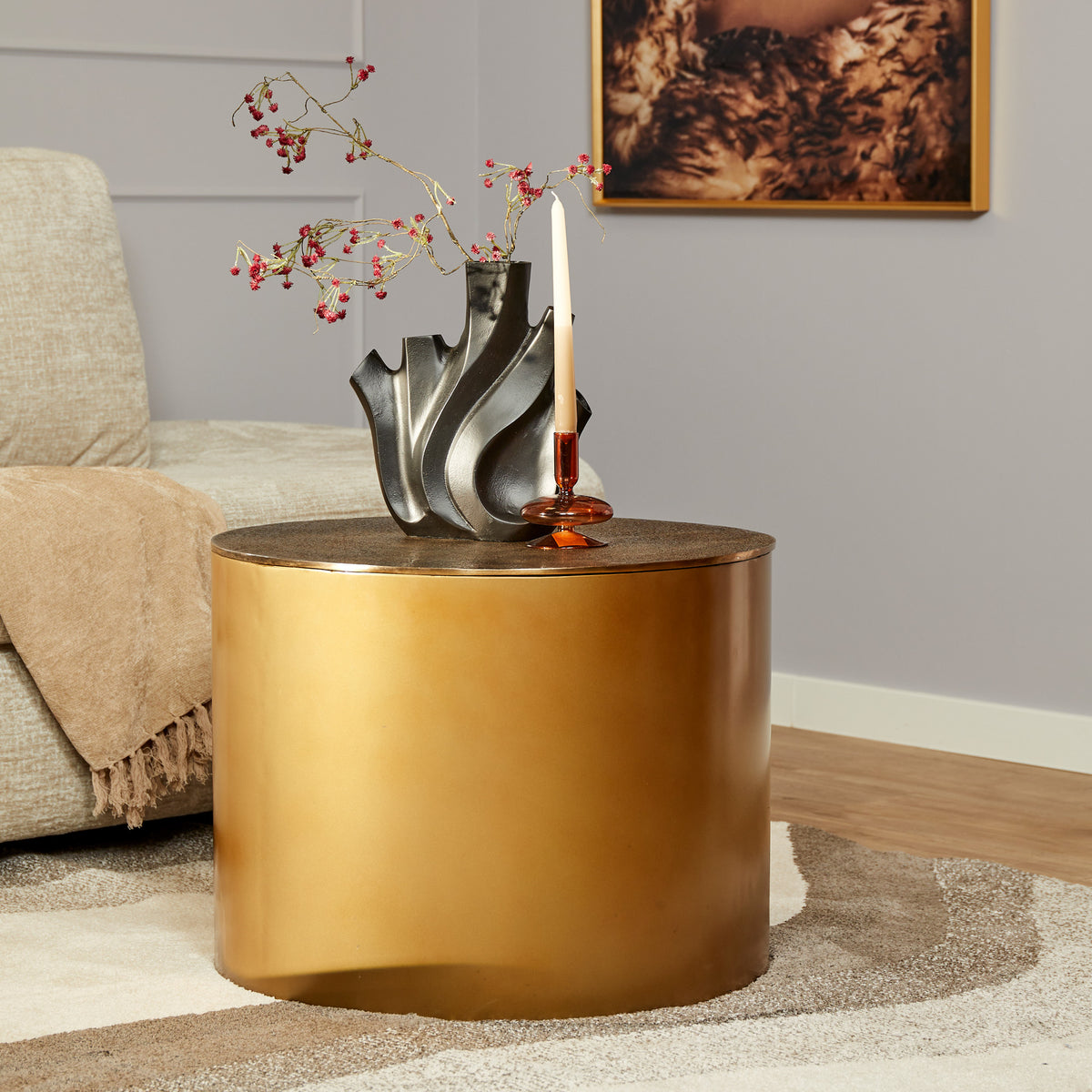Starfurn salontafel Fiore - goud - 60x60x45cm