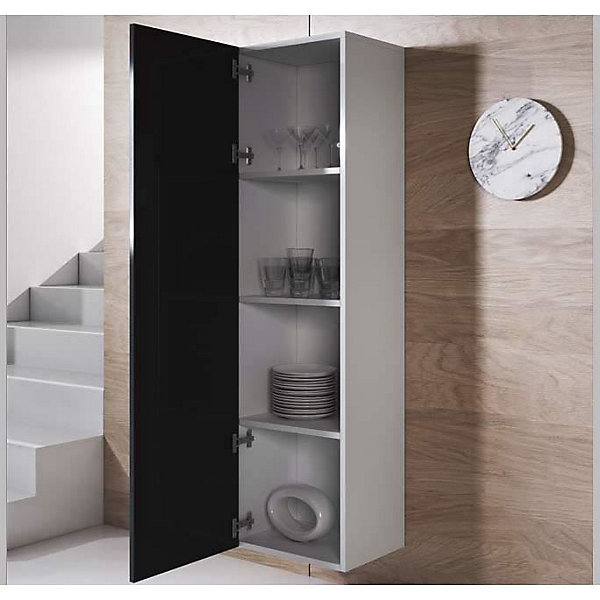 Armoire murale contemporaine - 1 porte - Noir/Blanc - Mélamine brillante - 40x165x29 cm