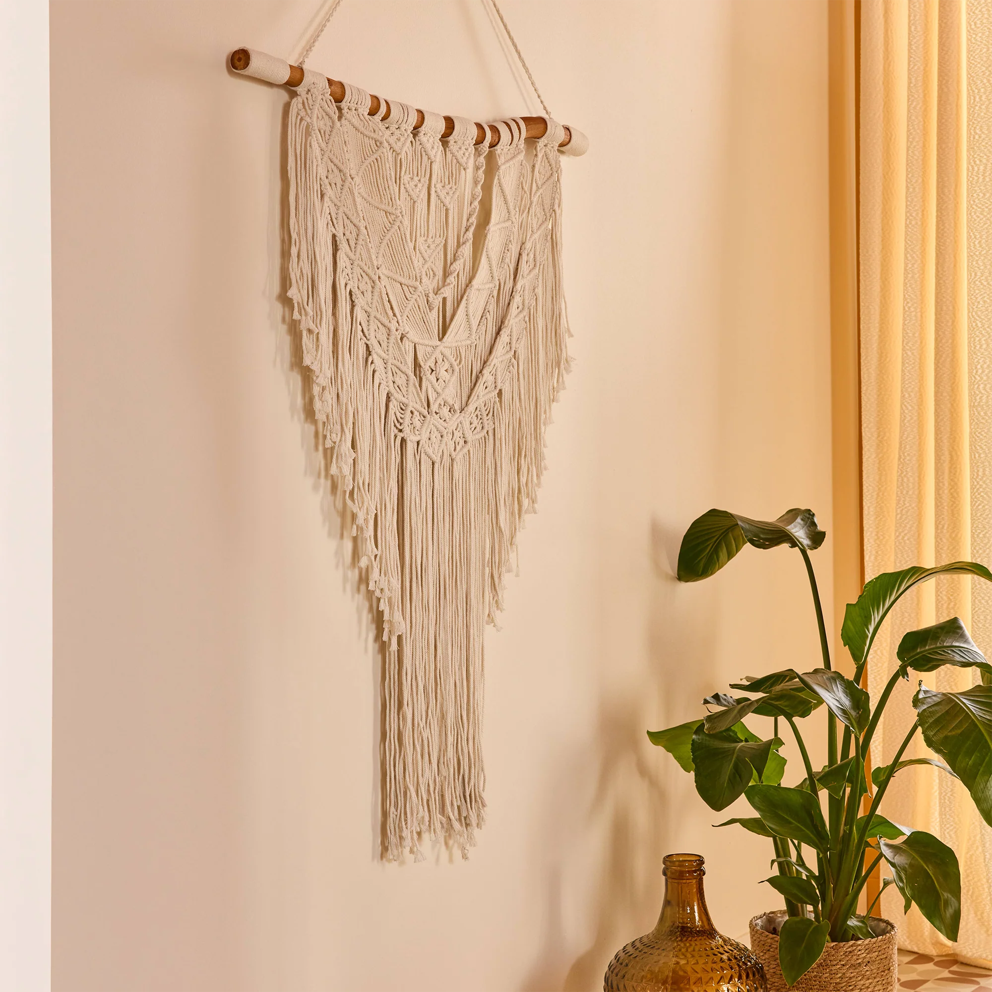 Suspension en macramé NAHUA coloris blanc