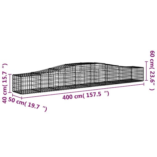 NNEVL Arched Gabion Baskets 3 pcs400x50x40/60 cm Galvanised Iron