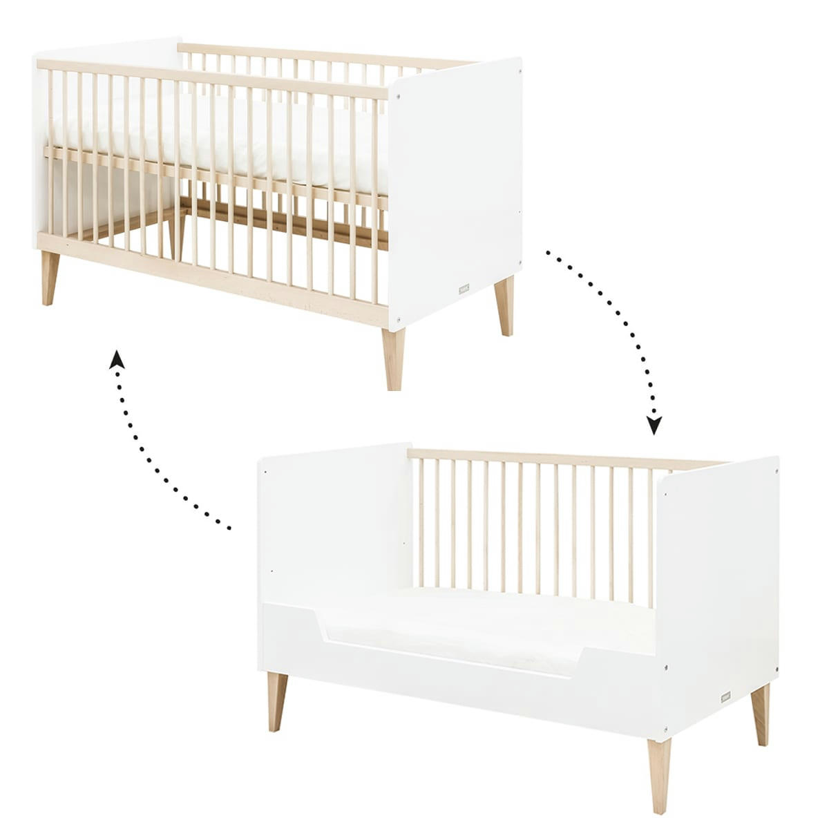 INDY - Lit évolutif 70x140 blanc naturel naturel