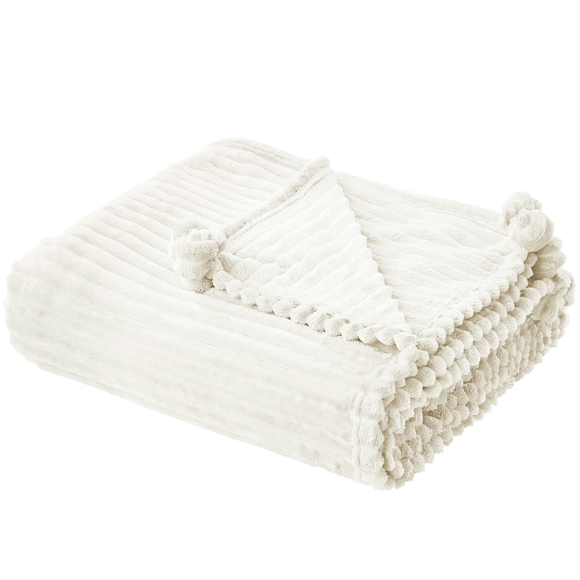 KAWERI - Couverture en polyester blanc 200x150cm