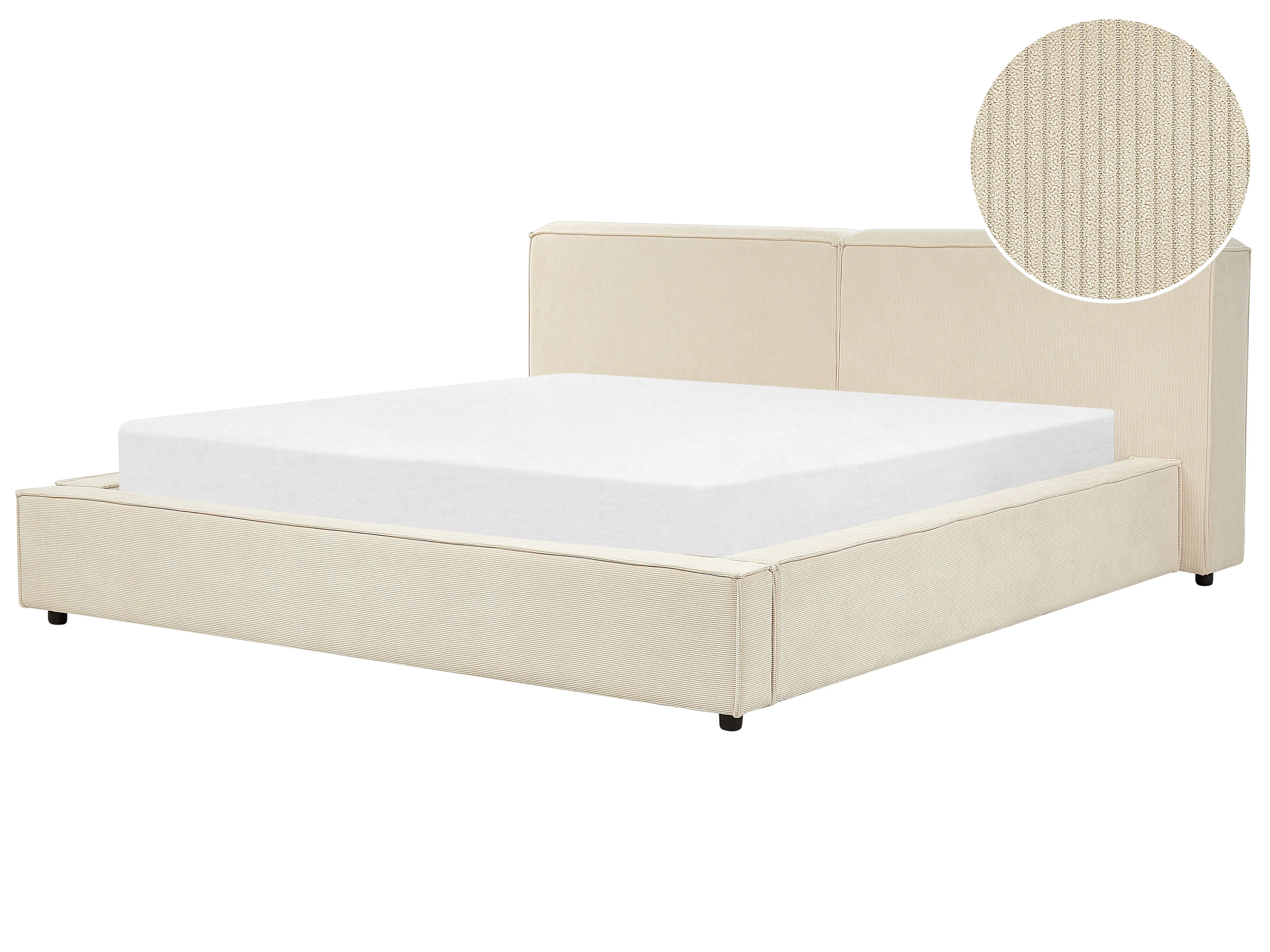 Bed Corduroy LINARDS 180 x 200 cm (EU Super King) Beige