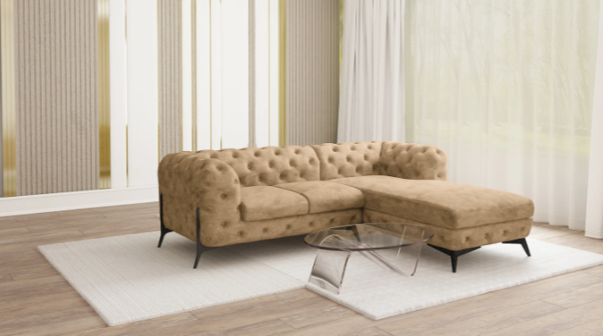 Ropez Chelsea Bis narożnik 262x200 prawy zamsz beżowy