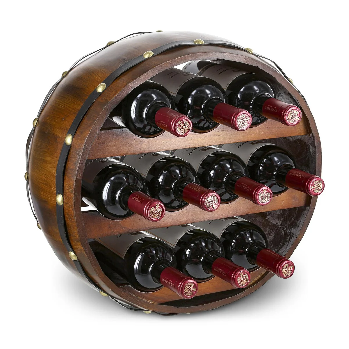 CoTa Global Barrell Wine Rack - Natural Wood Industrial Wall Mounted - 16″Lx16″Wx8″H