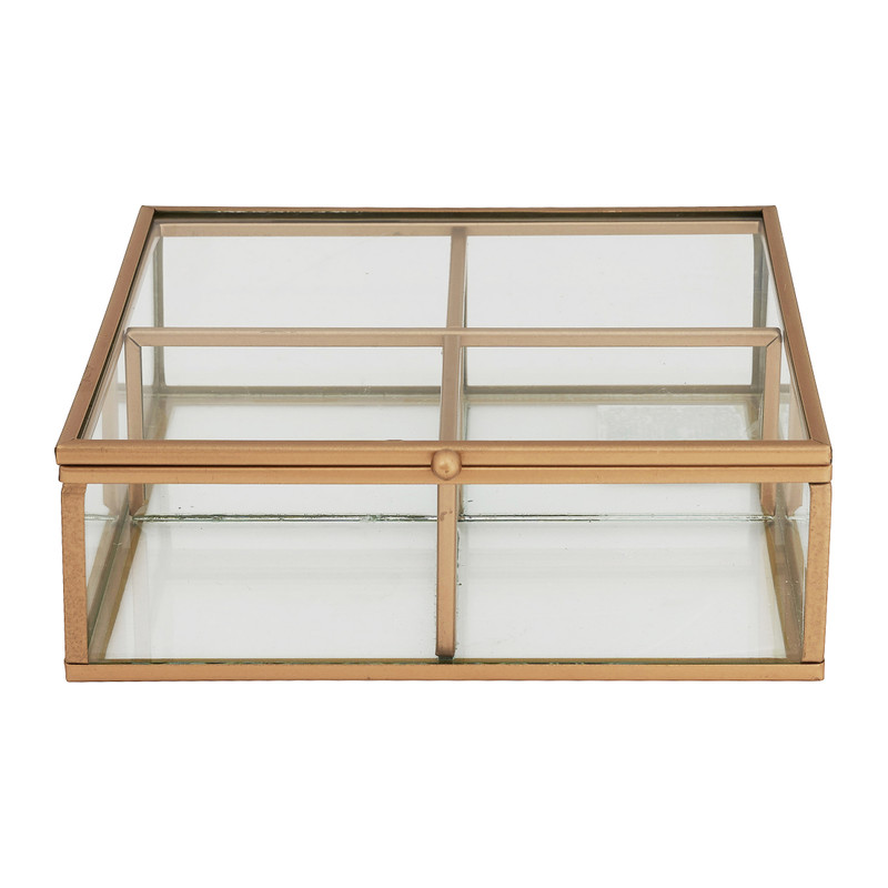 Theedoos - 4 vakken - goud