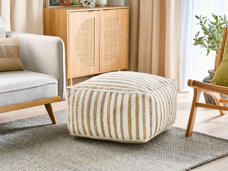 Poduszka puf 60x60x30 cm beżowo-biała