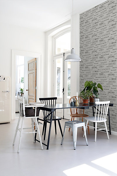 ESTAhome papier peint texte tableau gris chaud clair 53 cm x 10.05 m
