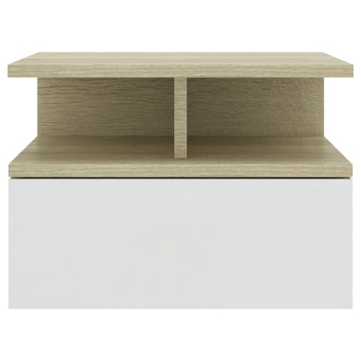 NNEVL Floating Nightstands 2 pcs White and Sonoma Oak 40x31x27 cm Chipboard