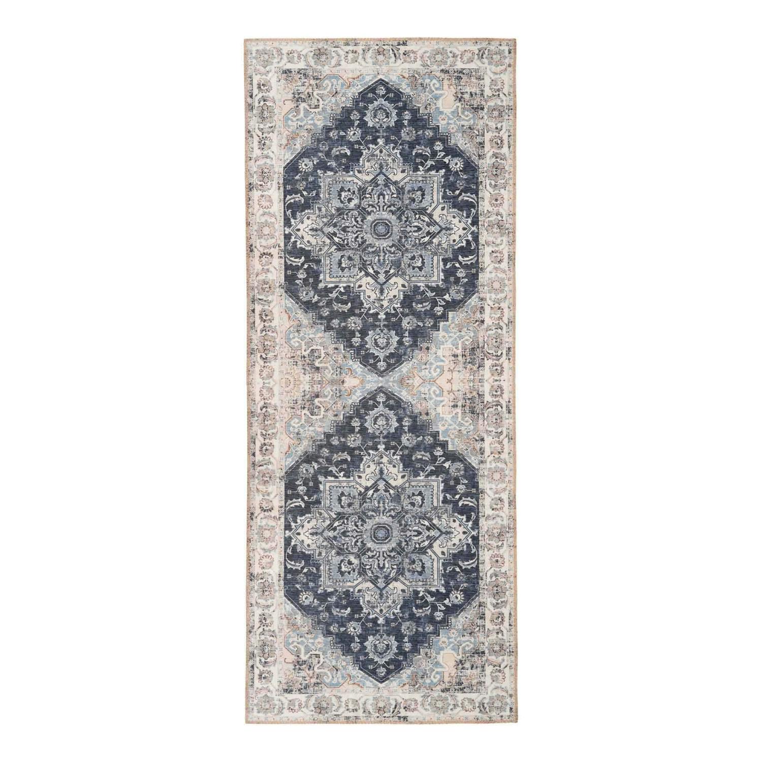 Tapis de couloir vintage tons bleus FEZ