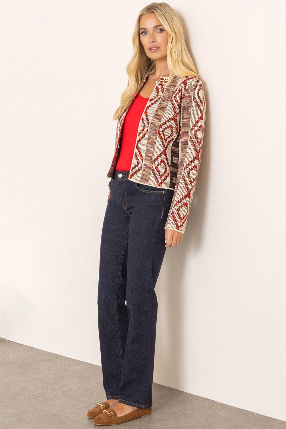 Klass. Chenille Knit Patterned Jacket