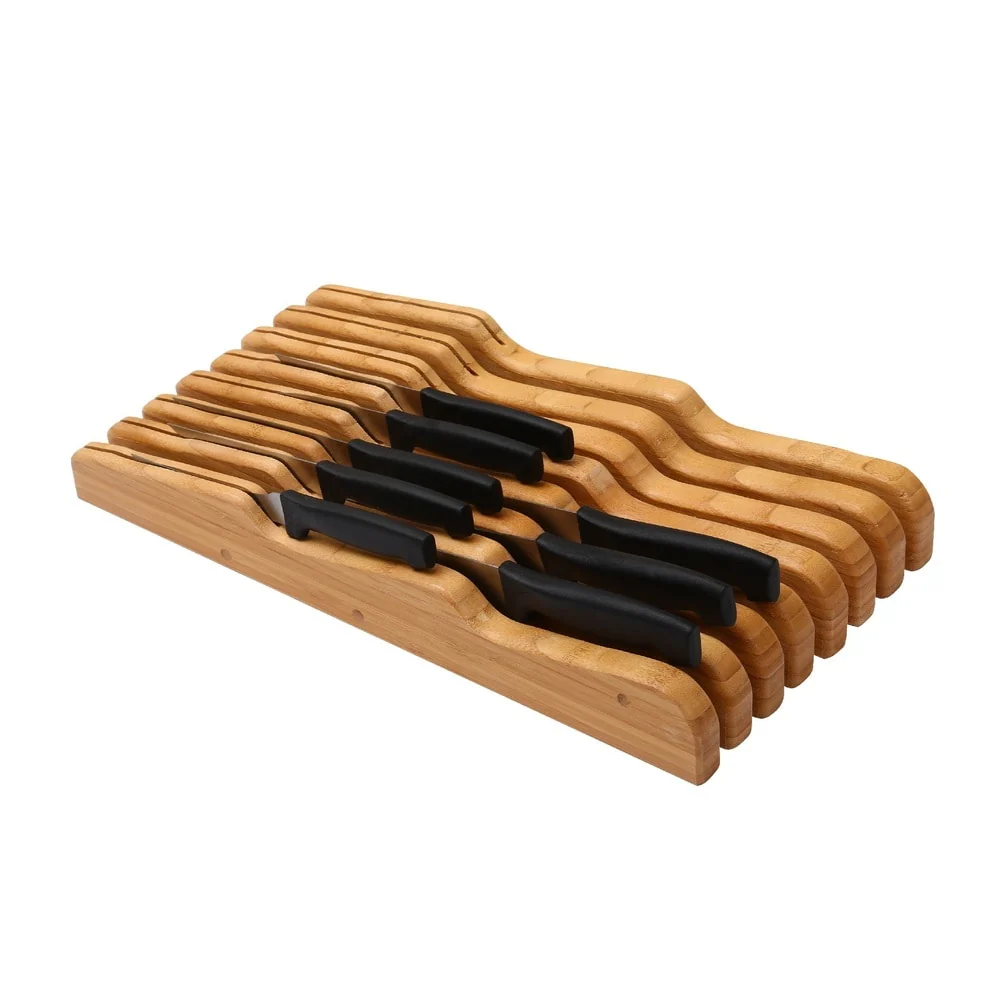 YBM Home & Kitchen Bamboo Large In-Drawer Knife Storage Block - Brown