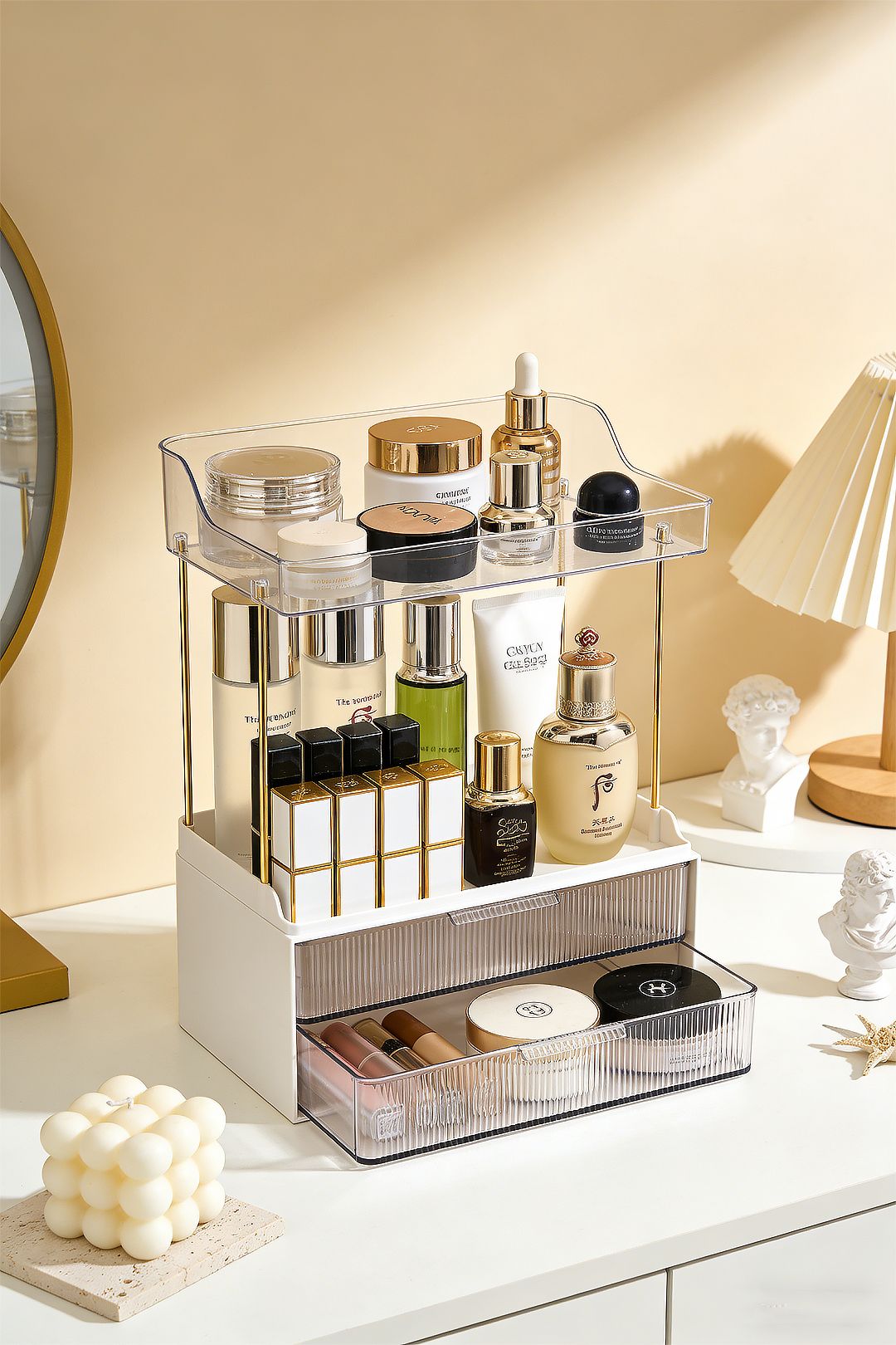 SHEONLY Countertop Makeup Storage Organiser with 2 Drawers