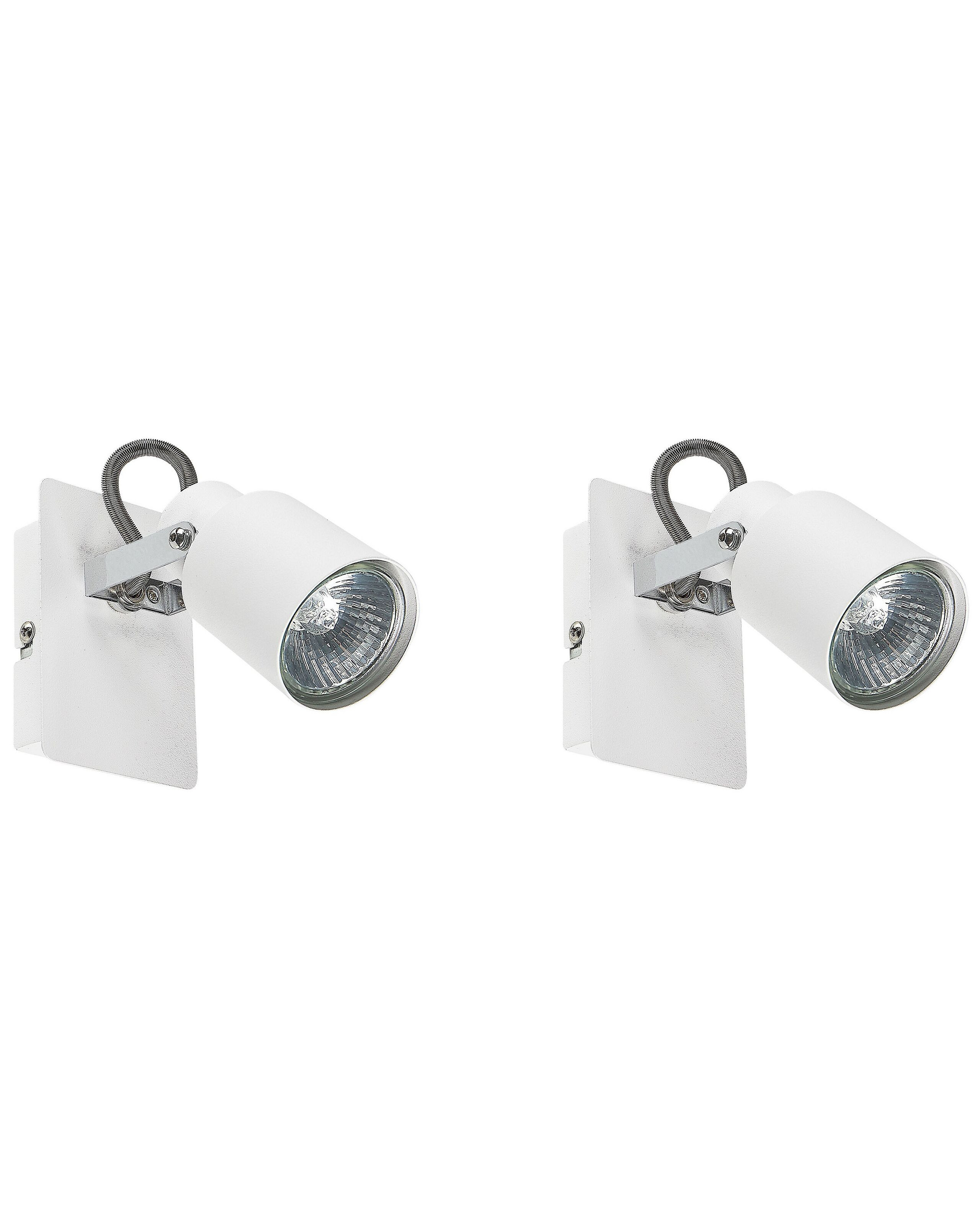Zestaw 2 lamp ściennych metalowych biały