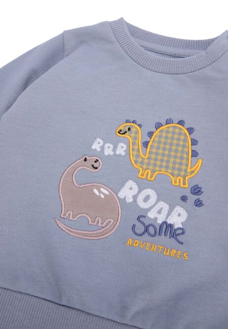Baby Boys Blue Dinosaur Applique Sweatshirt & Joggers Set