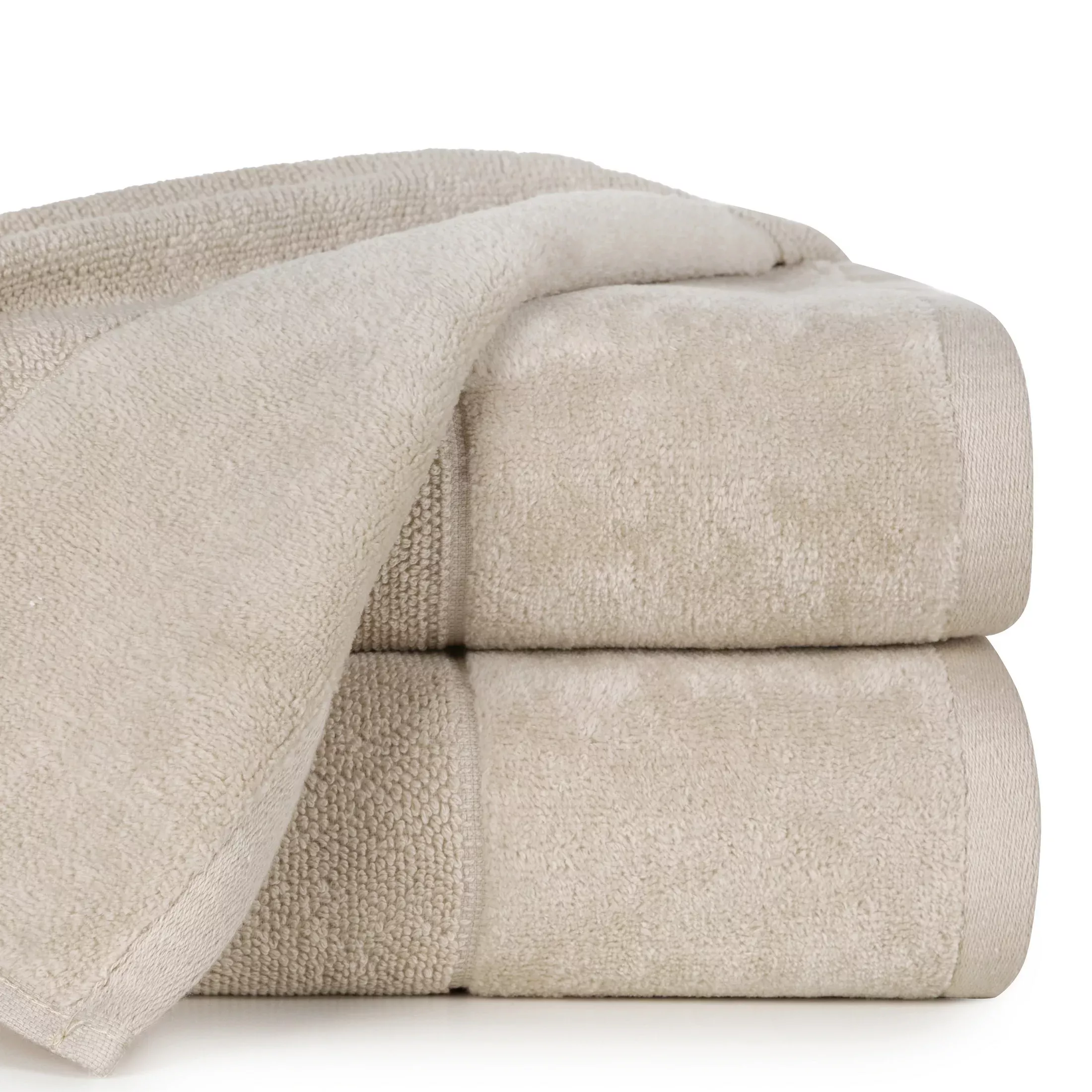 Ręcznik kąpielowy 50x90 cm bawełniany kolor beżowy zdobiony welwetową bordiurą500 g/m2 FERO