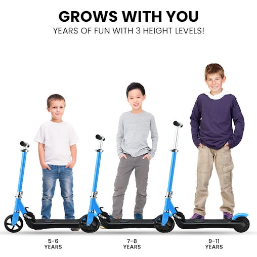 NNEMB Electric Scooter-Ages 5-11-Adjustable Height-Folding-Lithium Battery-Blue