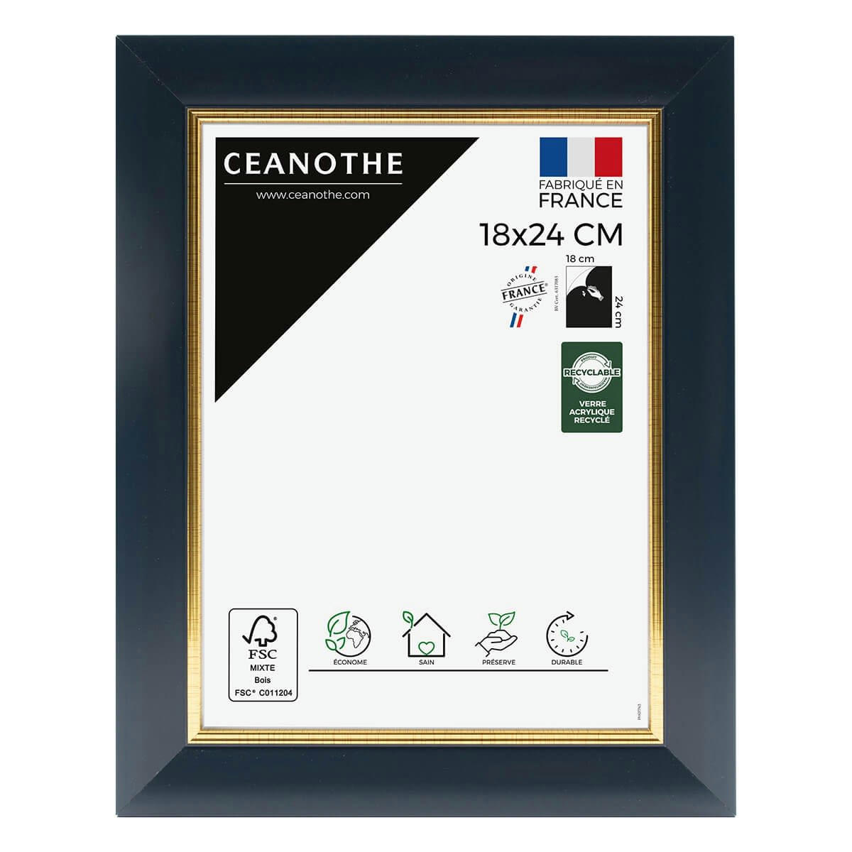 HADES - Cadre photo bleu doré 18x24 cm résine recyclée