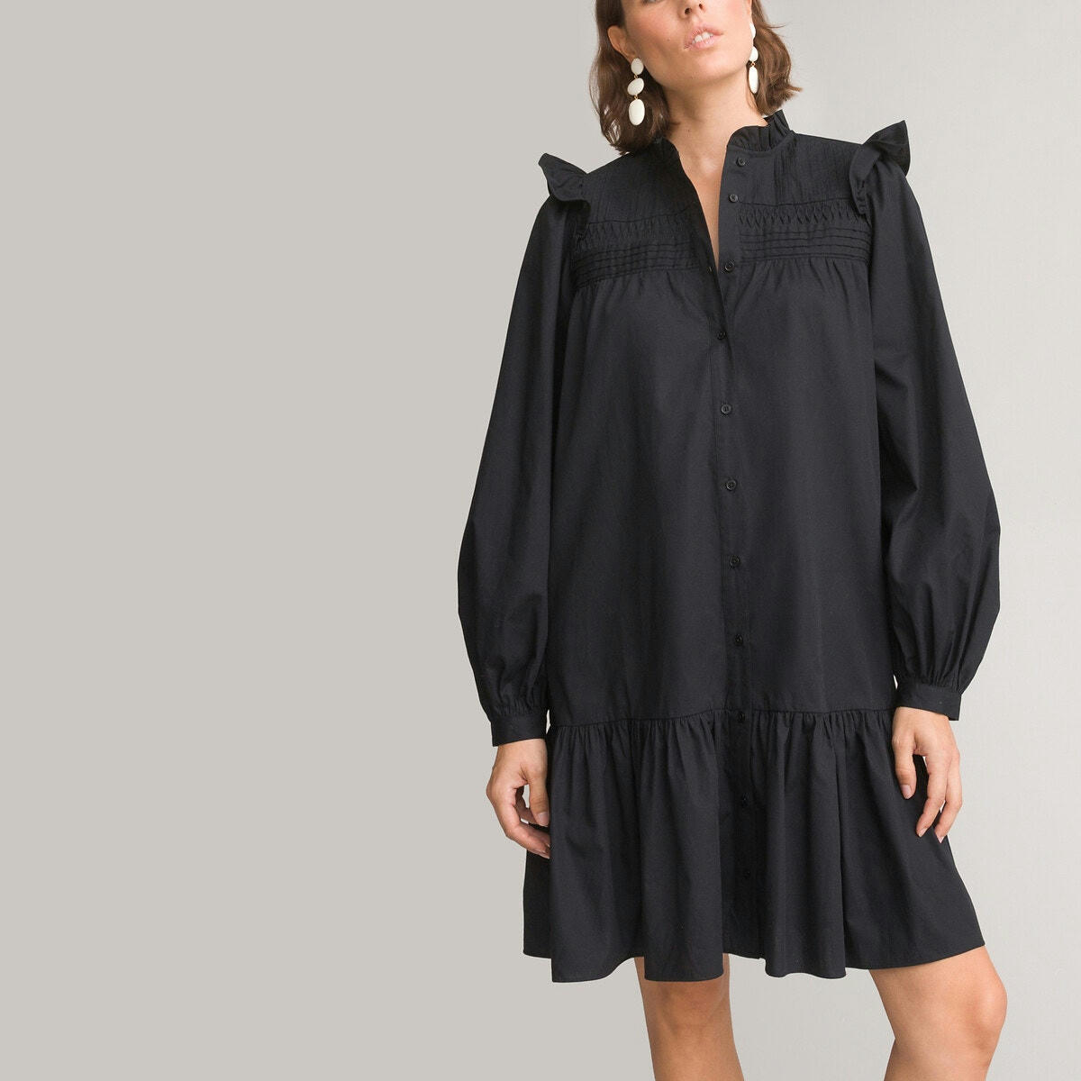 Robe courte évasée, manches longues