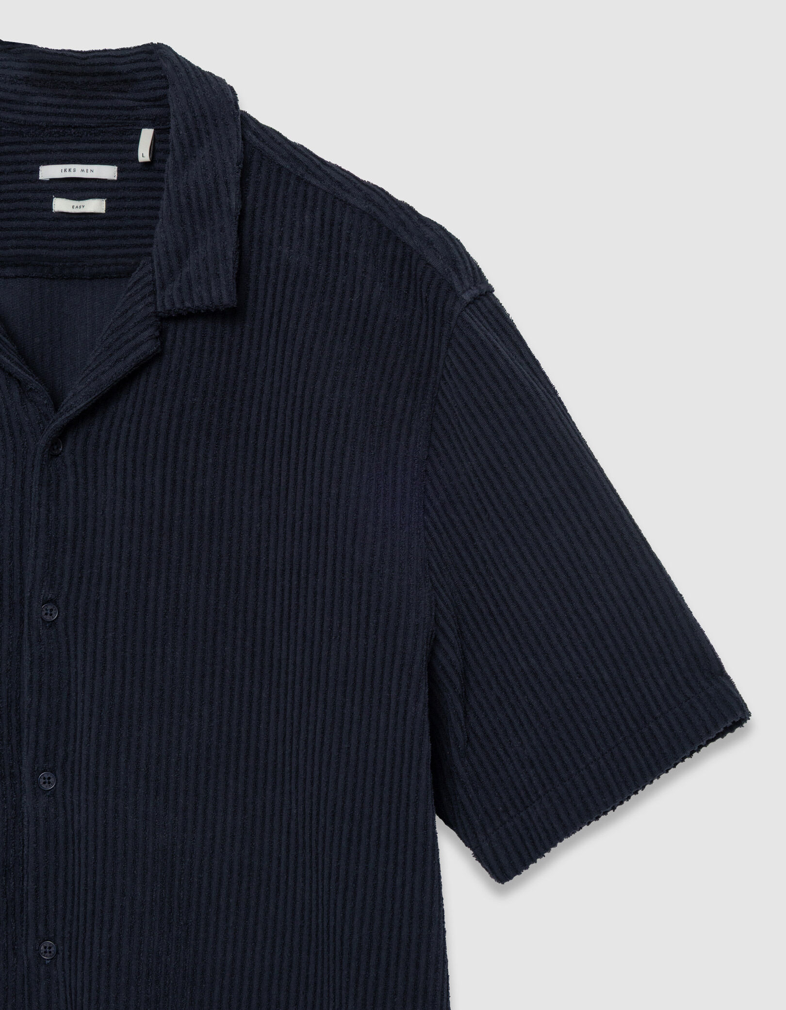 Chemise regular marine éponge relief rayures Homme