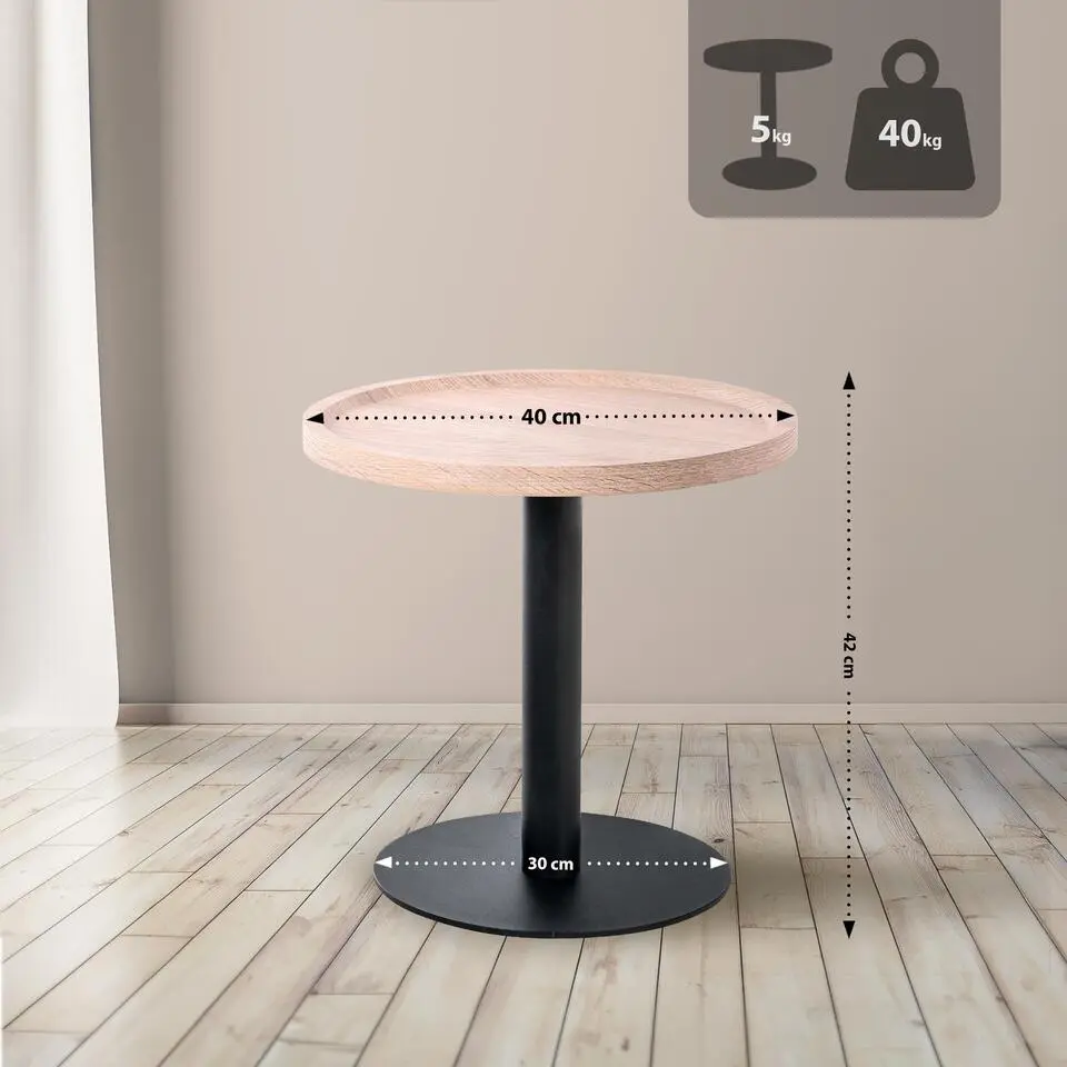 CLP Bijzettafel Aspen mat zwart Frame - Hout - eik