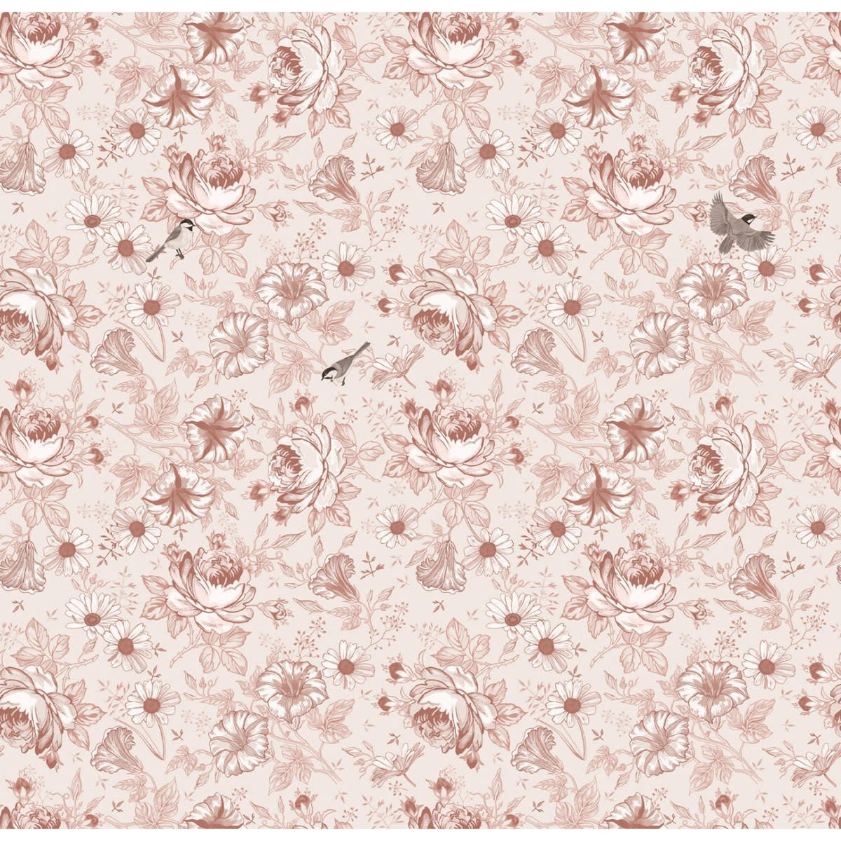 AMÉLIA - Papier peint panoramique motif floral Beige gris 288x280cm