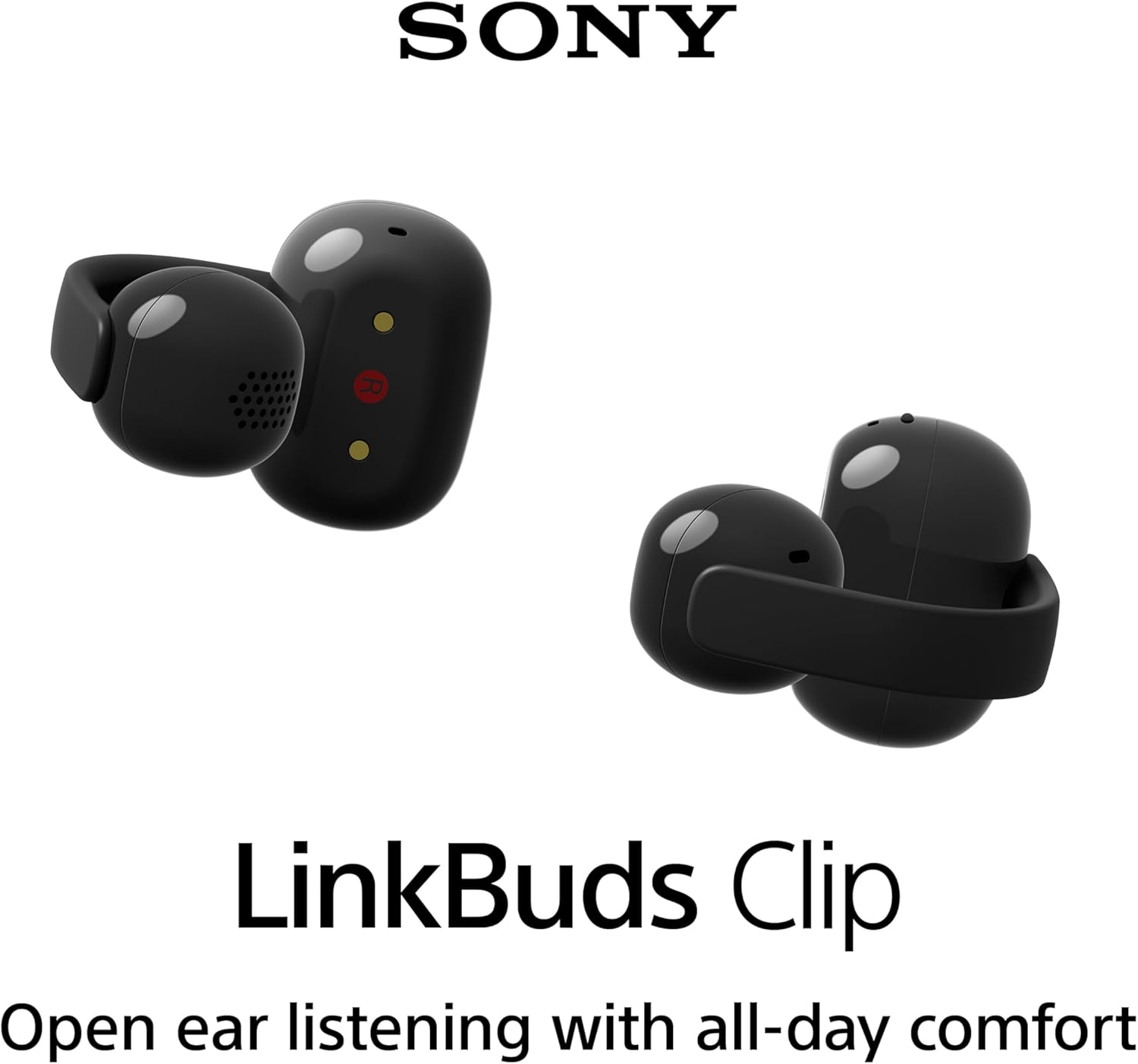 Sony LinkBuds Clip Open-Ear Truly Wireless Earbuds  Comfortable & Secure Fit  Lightweight Clip-On Design  Touch Controls  Ambient Sound Awareness  Water Resistant  Up to 37 Hrs of Playback  Black