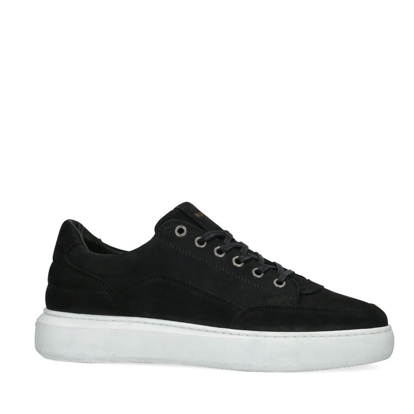 Manfield Zwarte nubuck sneakers