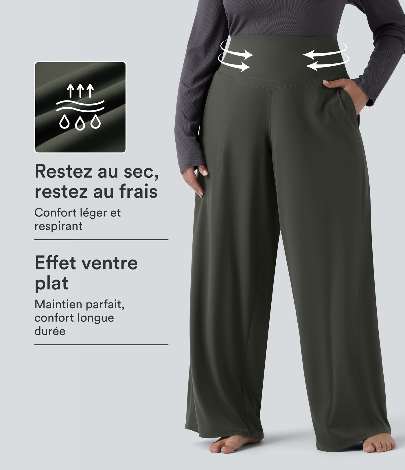 Pantalon de yoga grande taille jambes droites taille haute gainant Halara UltraSculpt™ avec poches