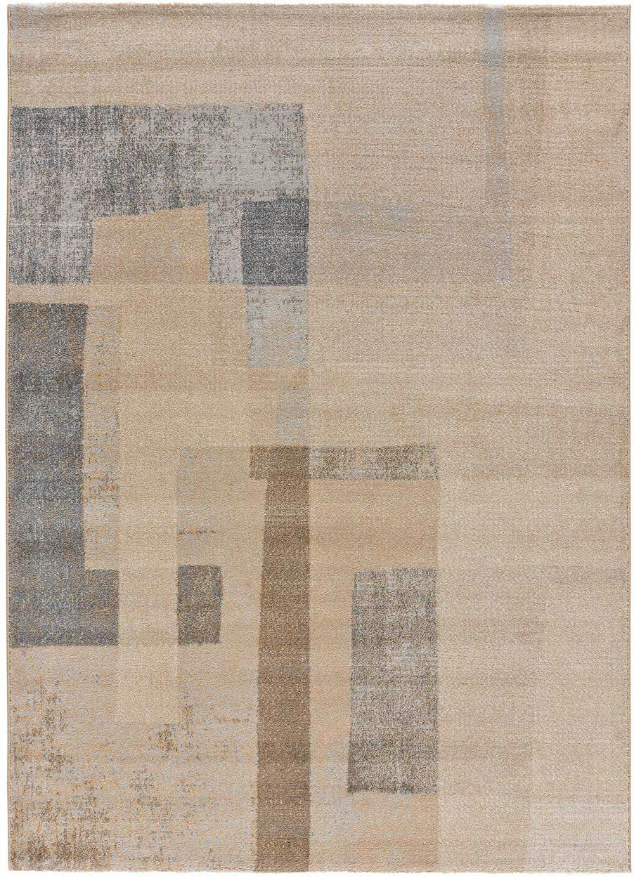 CREAM - Tapis géométrique en beige, 080X150 cm