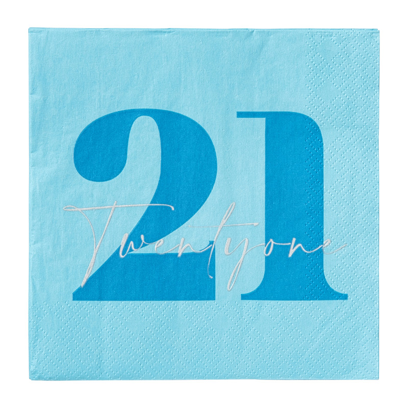 Servetten 21 jaar - blauw - set van 20