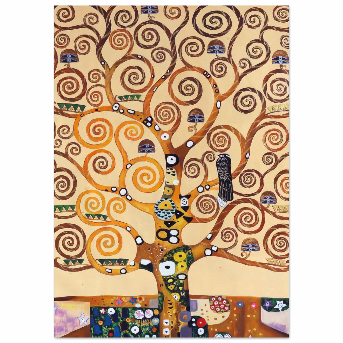 Artfulprints Poster Gustav Klimt - Tree of life  - A4 21x29.7 cm - Geel