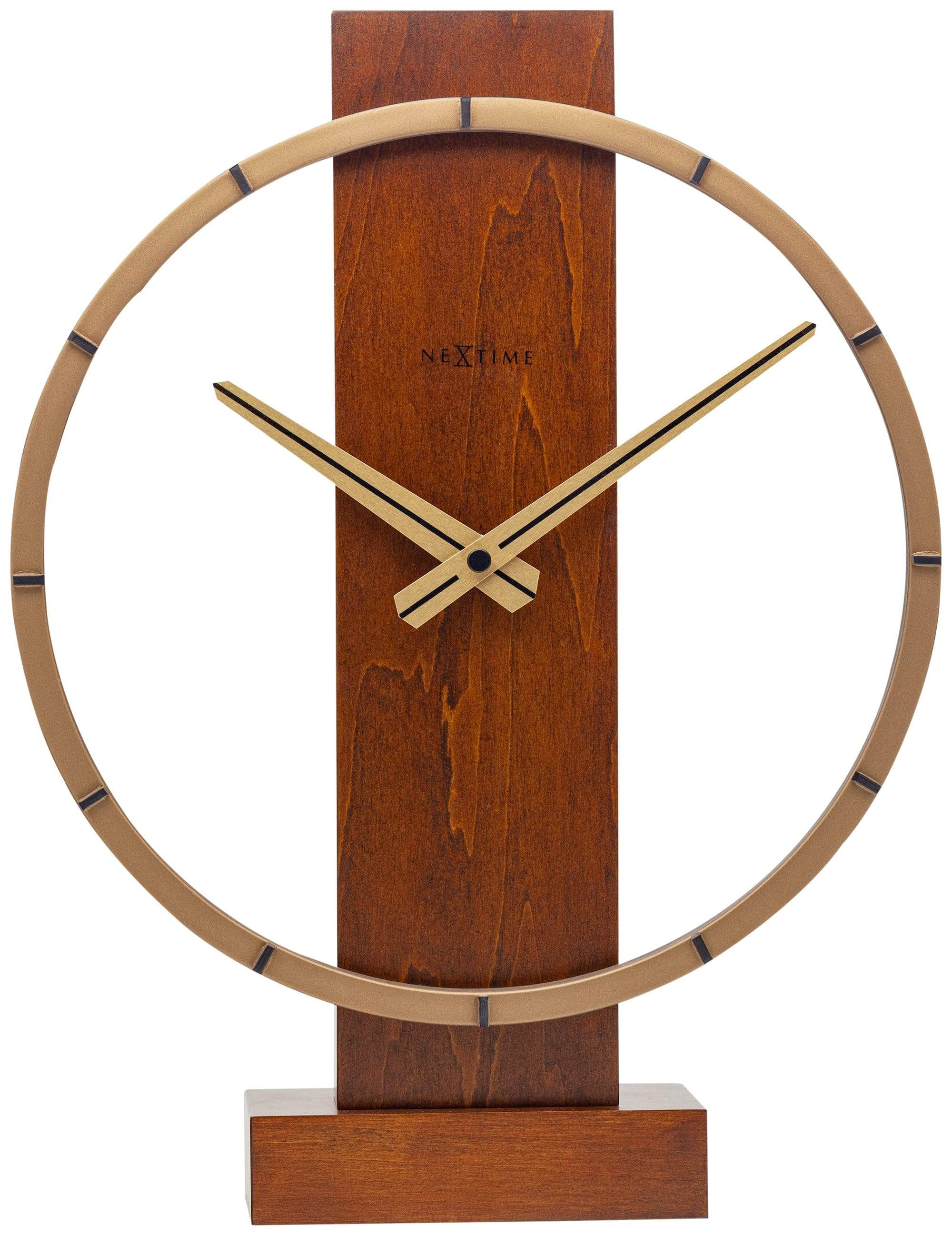 NeXtime - NeXtime - Tafel  Wandklok - 34x27cm- Hout Staal - Bruin -