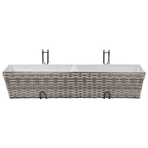 NNEVL Balcony Raised Beds 2 pcs 80 cm Grey Poly Rattan