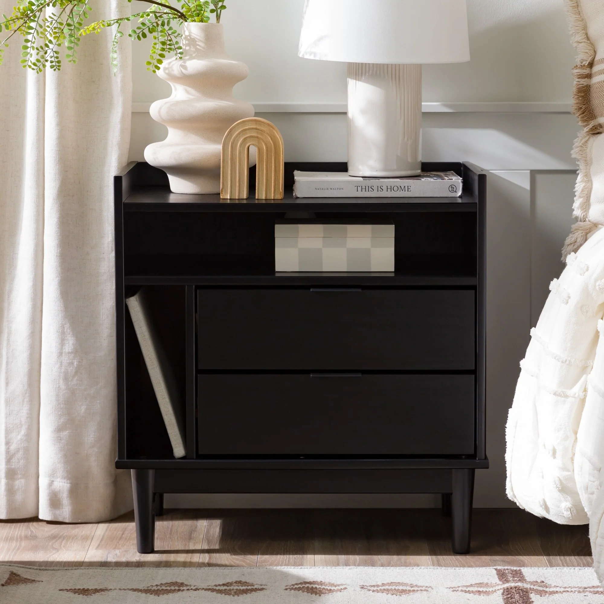 Middlebrook Modern Gallery Top Solid Wood Nightstand