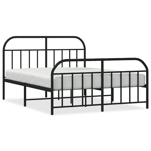 NNEVL Metal Bed Frame with Headboard and Footboard Black 153x203 cm Queen