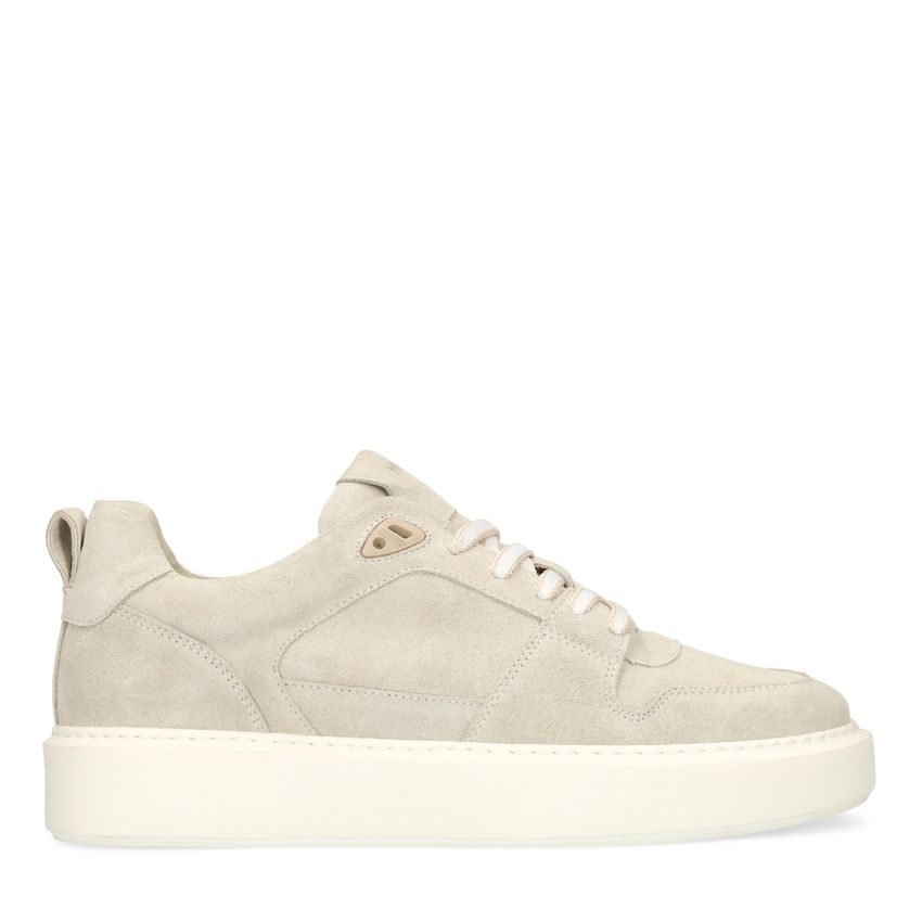 Manfield Licht grijze suède sneakers