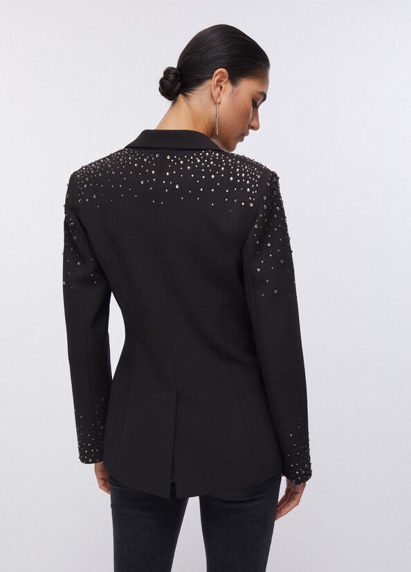 Blazer slim fit con ricami gioiello