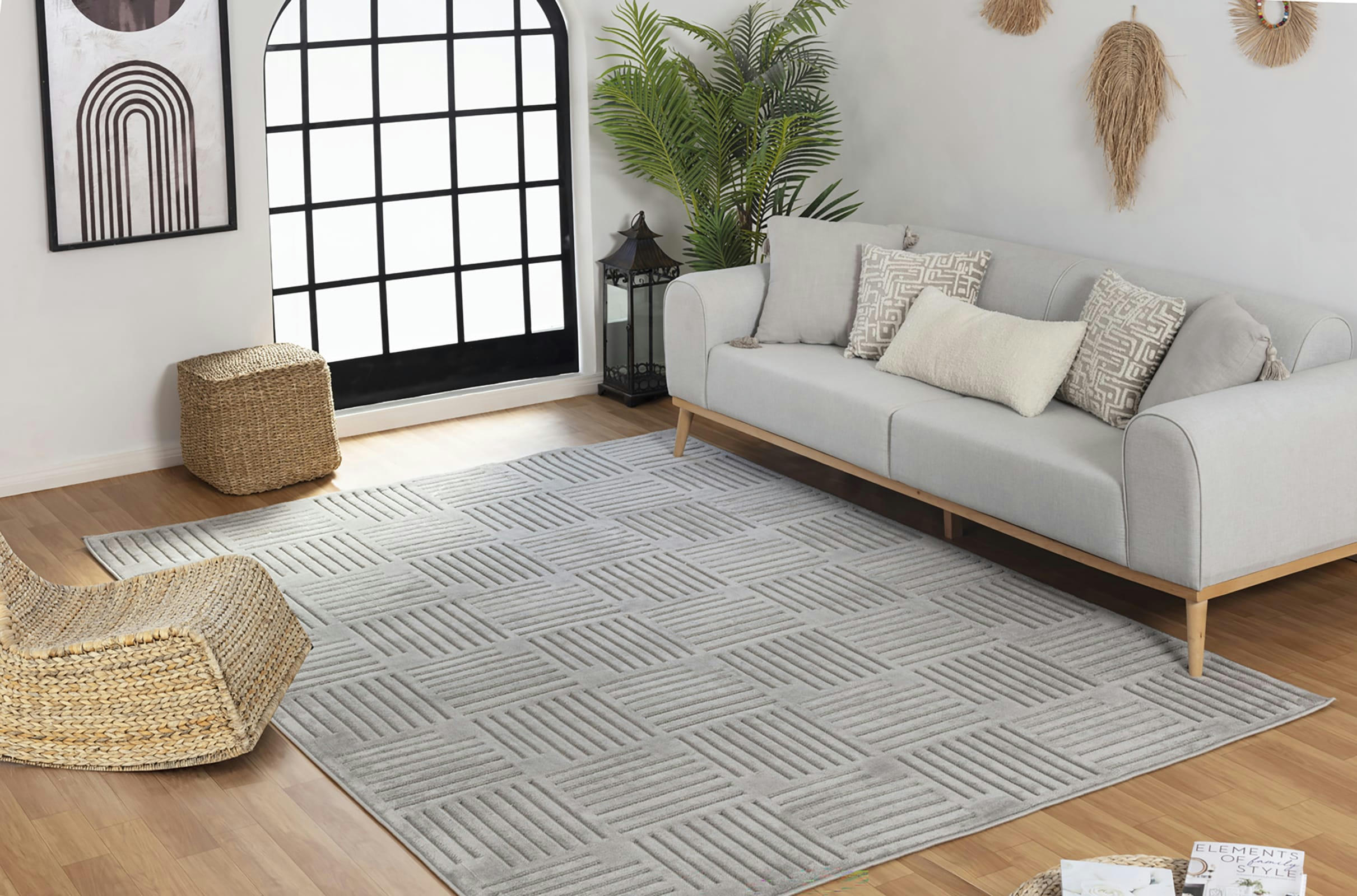 MIDORI - Tapis d'Intérieur/d'Extérieur Hygge Gris 120x170