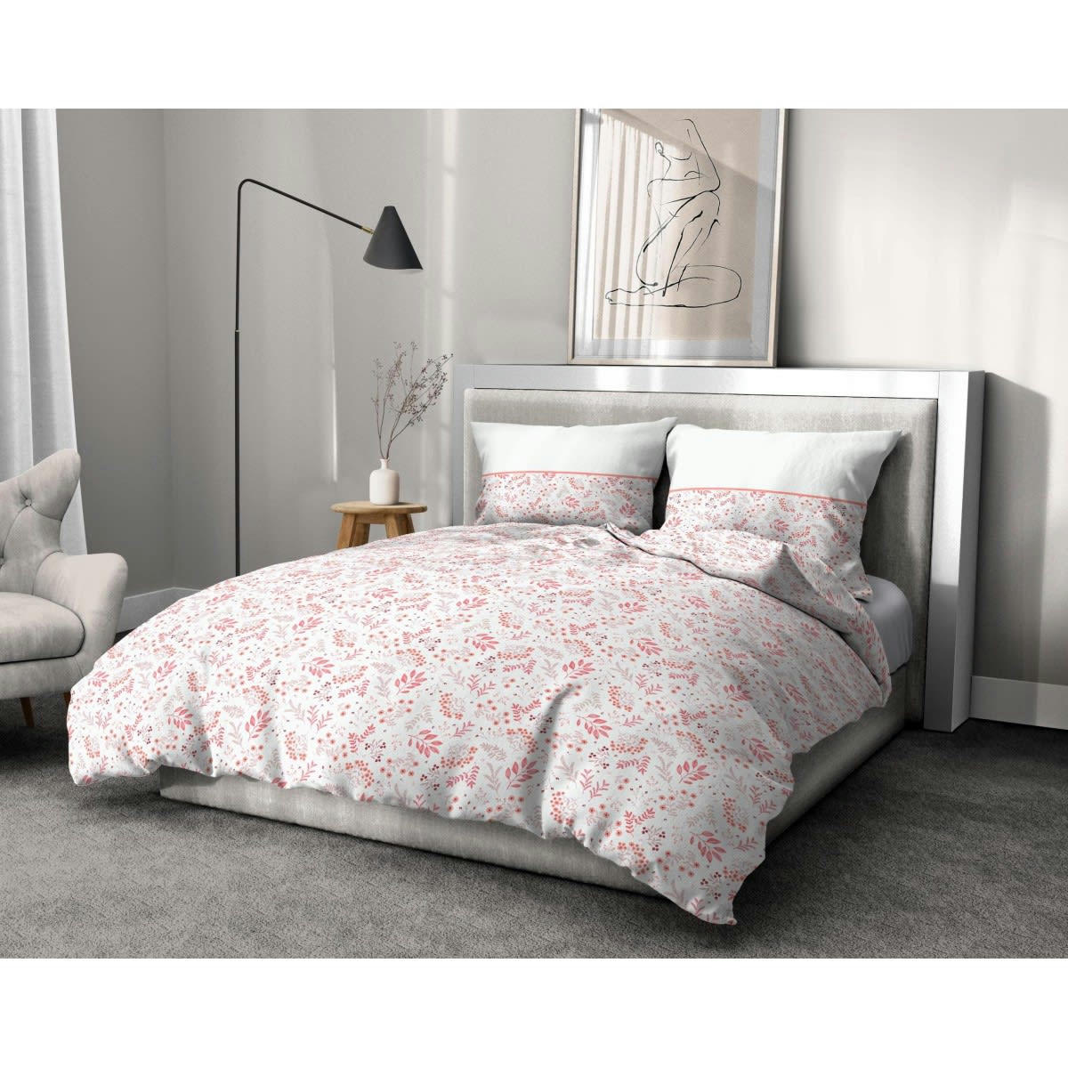 L'ADONIS - ADONIS Parure de couette 100% coton - Rose - 240x260 cm