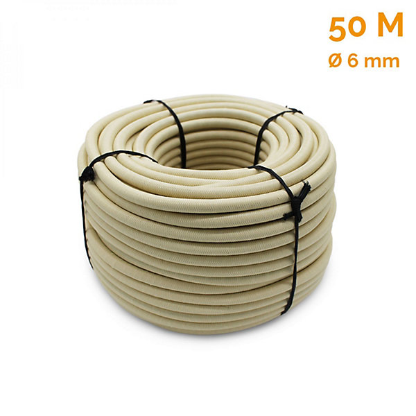 Bobine, rouleau de tendeur élastique - 50 mètres x 6 mm - Beige - Linxor