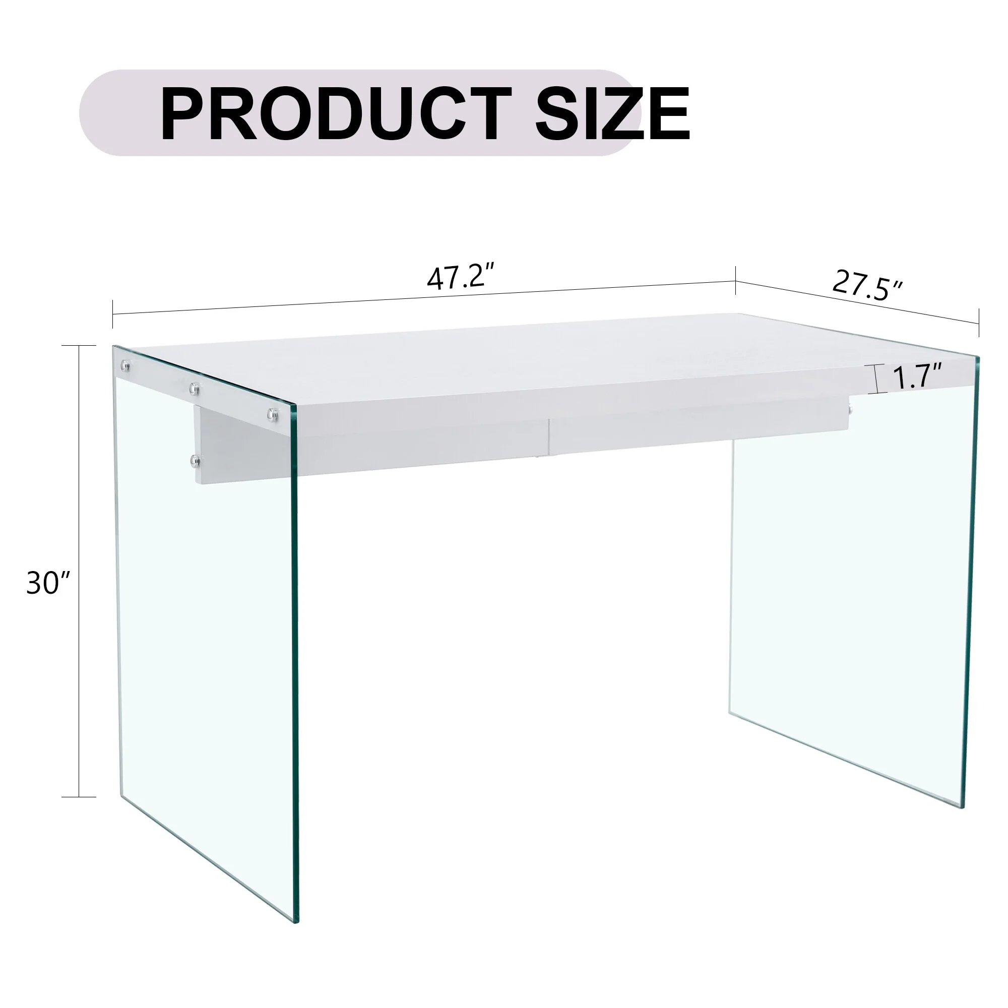 Dining Table, With Transparent Tempered Glass Legs